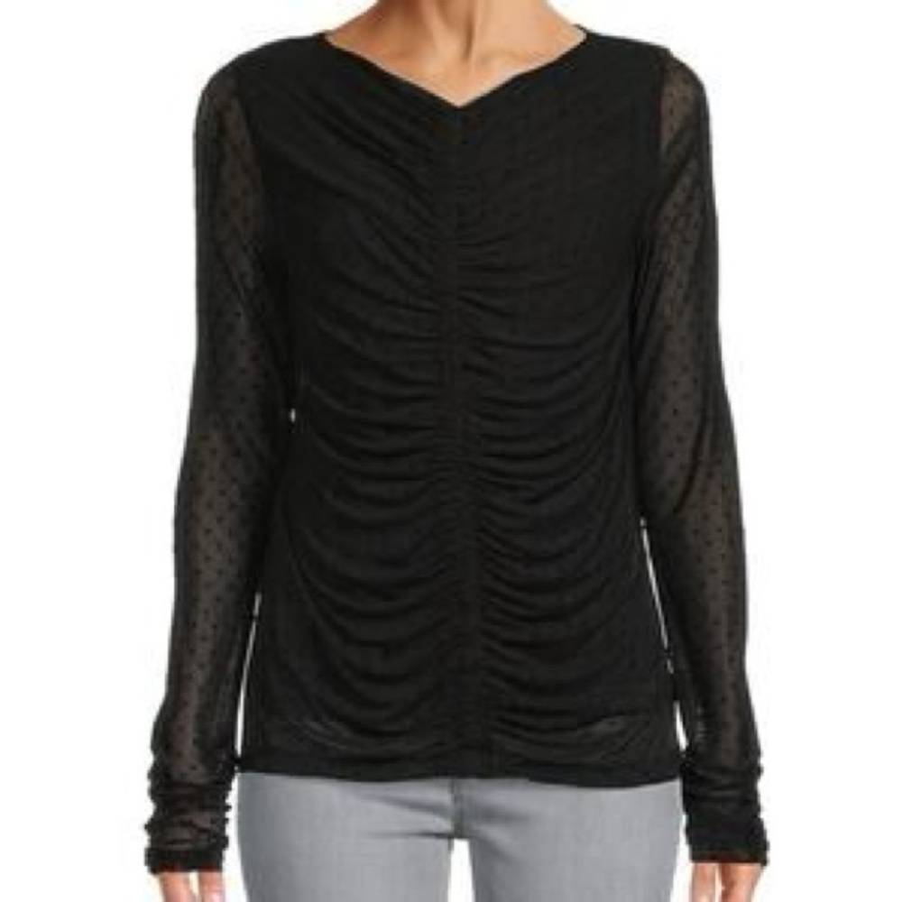 *NWT* Laundry By SHELLI SEGAL Women’s‎ Black Ruched Top